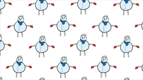 Trick snowmen on white background Stock Footage 122586852