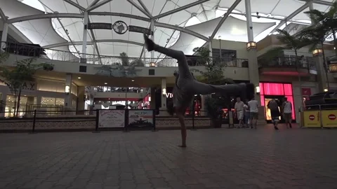 Tricking Flip Combo in Mall Stock Footage 82353246