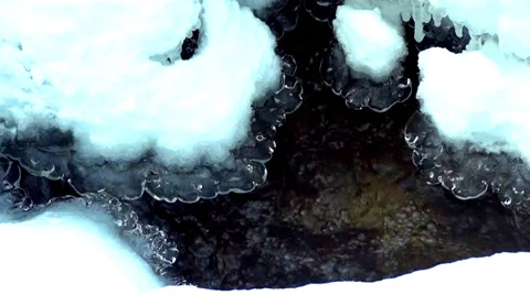 Trickling Brook  or Stream in Winter Ice and Snow Stock Footage 33274262