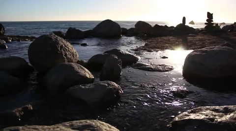 Trickling Stream in the sunset Stock Footage 49782810