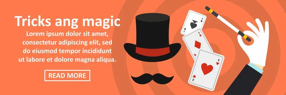 Tricks and magic banner horizontal concept Stock Illustration