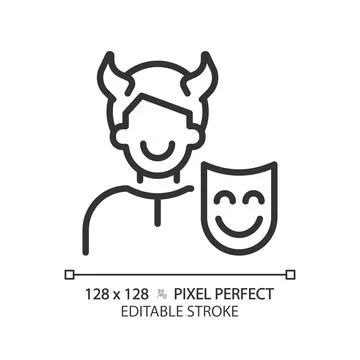 Trickster pixel perfect linear icon Stock Illustration