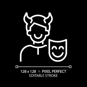 Trickster pixel perfect white linear icon for dark theme Stock Illustration