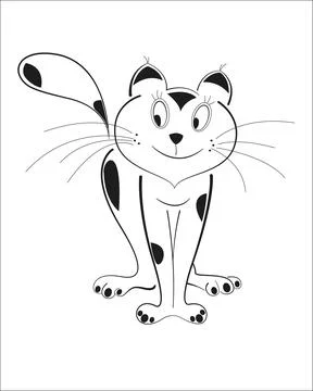 Tricky funny cat black outline Illustration
