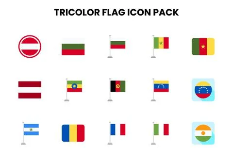 Tricolor Flag Flat Bundle Icons Pack Stock Illustration