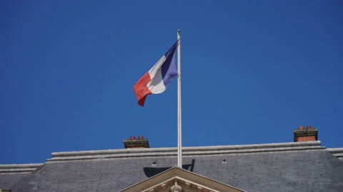 Tricolor Flag Flying Over Paris Rooftop Stock Footage 340232252