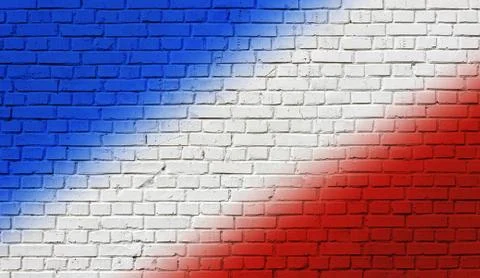 Tricolor flag pattern on brick wall texture background 스톡 일러스트