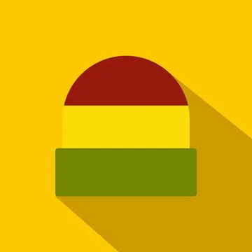 Tricolor rasta cap icon, flat style Stock Illustration