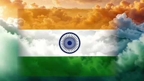 Tricolour Indian flag with Ashok wheel Stock Video Pond5