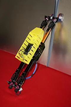Tricopter drone design prototype build showing different electronic modules. Stock Photos