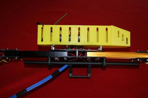 Tricopter drone design prototype build showing different electronic modules. Stock Photos