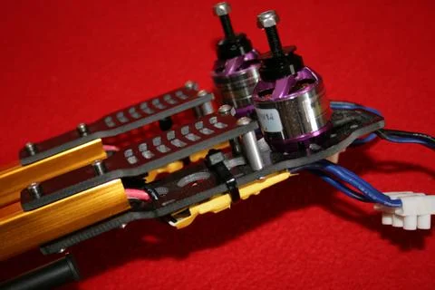 Tricopter drone design prototype build showing different electronic modules. Фото