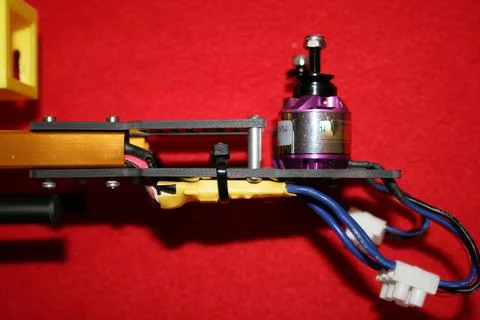 Tricopter drone design prototype build showing different electronic modules. Stock Photos