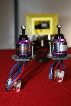 Tricopter drone design prototype build showing different electronic modules. Stock Photos