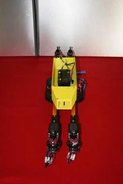 Tricopter drone design prototype build showing different electronic modules. Stock Photos