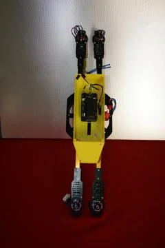 Tricopter drone design prototype build showing different electronic modules. Stock Photos