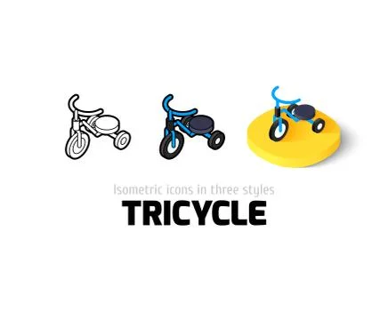 Tricycle icon in different style Illustrazione stock
