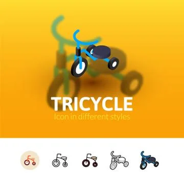 Tricycle icon in different style Stock Illustration