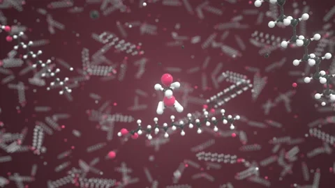 Tridecanoic acid molecule, isolated molecular model. Looping 3D animation or Stock Footage 164496099