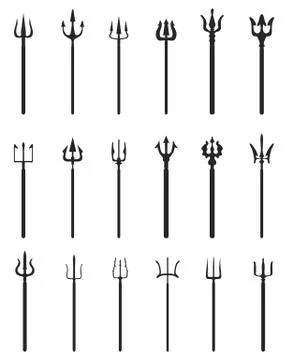 Trident, black silhouettes Stock Illustration