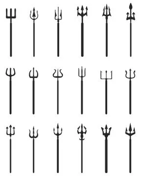 Trident, black silhouettes Stock Illustration
