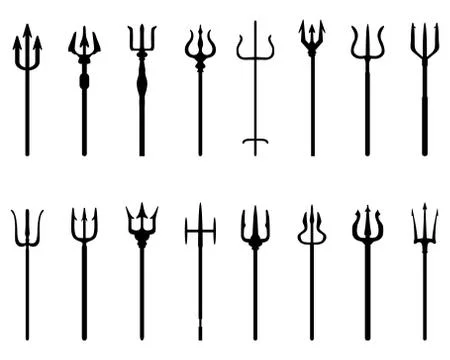 Trident, black silhouettes Stock Illustration