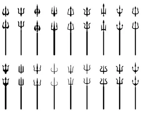 Trident, black silhouettes Stock Illustration