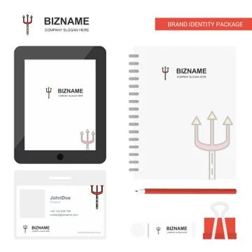 Trident  Business Logo, Tab App, Diary PVC Employee Card and USB Brand Statio Illustrazione stock