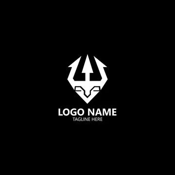 Trident deer head logo design vector Illustrazione stock