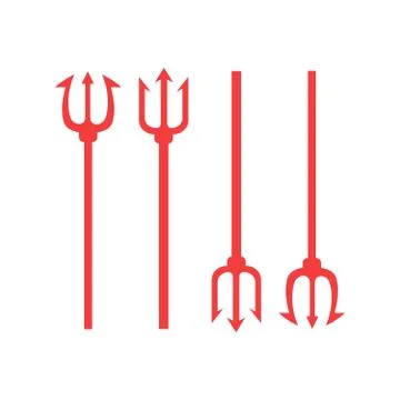 Trident devil flat. Neptune red trident Illustrazione stock