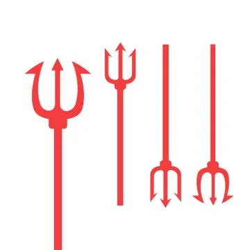 Trident devil flat. Neptune red vector trident Illustrazione stock