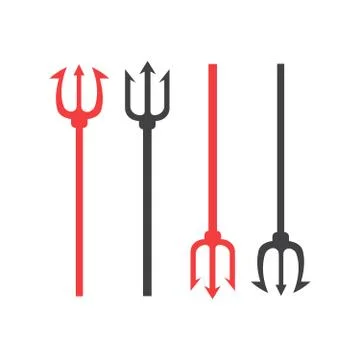 Trident devil flat. Neptune red vector trident 스톡 일러스트
