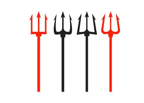 Trident devil flat. Neptune red vector trident Stock Illustration