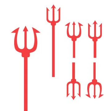 Trident devil flat. Neptune red vector trident Stock Illustration