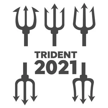 Trident devil flat. Neptune red vector trident Stock Illustration
