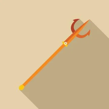 Trident devil orange fantasy spear weapon standing with long shadow Stock Illustration