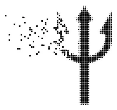 Trident Fork Decomposed Pixel Icon Stock Illustration