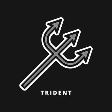 Trident Icon Filled Line Style. Devil Neptune Tridental Vector Logo Illustrat Stock Illustration