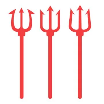 Trident illustration. Pitchfork devil set. Trident devil icon Stock Illustration