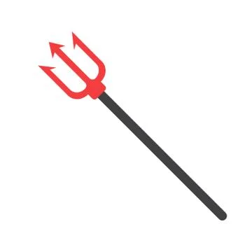 Trident isolated. Trident devil flat. Neptune red trident Stock Illustration