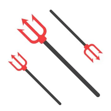 Trident isolated. Trident devil flat. Neptune red vector trident Stock Illustration