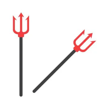 Trident isolated. Trident devil flat. Neptune red trident Stock Illustration