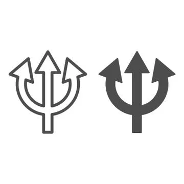 Trident line and solid icon. Devil pitchfork evil fork sign. Halloween party Stock Illustration