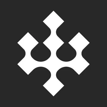 Trident logo creative simple shape of connected rhombuses black white flat .. Illustrazione stock