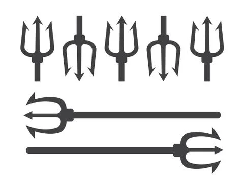 Trident logo design. Pitchfork devil set. Trident devil icon Stock Illustration
