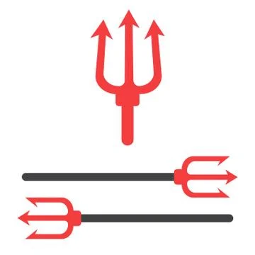 Trident logo design. Pitchfork devil set. Trident devil icon Stock Illustration