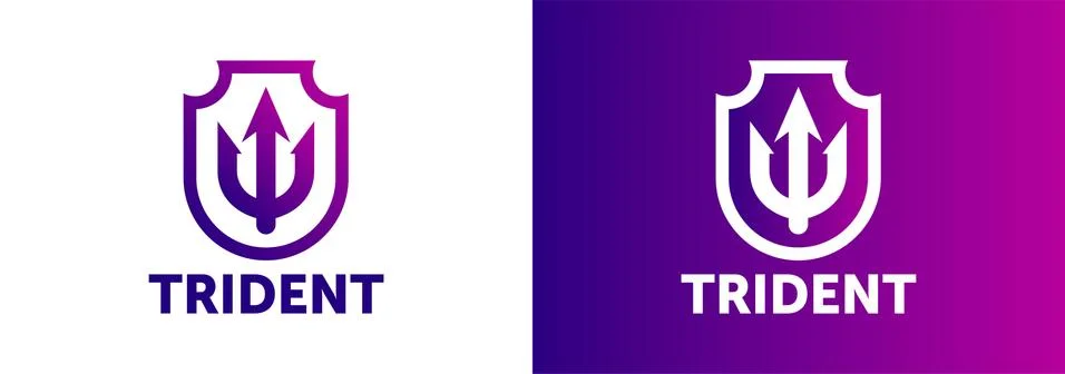 Trident Logo Template vector icon illustration design. abstract color gradient Stock Illustration