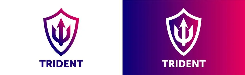 Trident Logo Template vector icon illustration design. abstract color gradient Stock Illustration