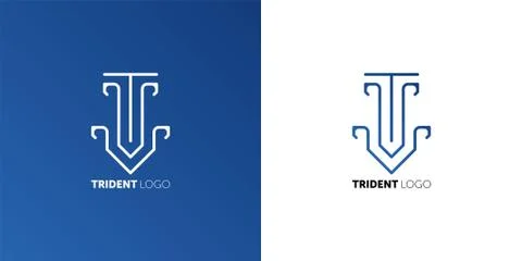 Trident Logo Template vector icon illustration design. abstract color gradien Stock Illustration