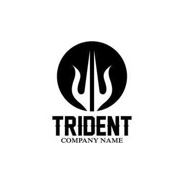 Trident Logo Template Vector Icon Design, god war weapon, spear power of th.. Illustrazione stock